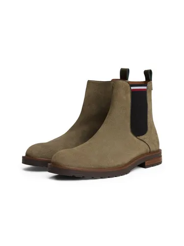 Tommy Hilfiger CLEATED HILFIGER SUEDE CHELSEA - Wanderschuhe in schmaler Form, aus hochwertigem Veloursleder mit Blockabsatz und komfortablem Reißverschluss für einfachen Einstieg.