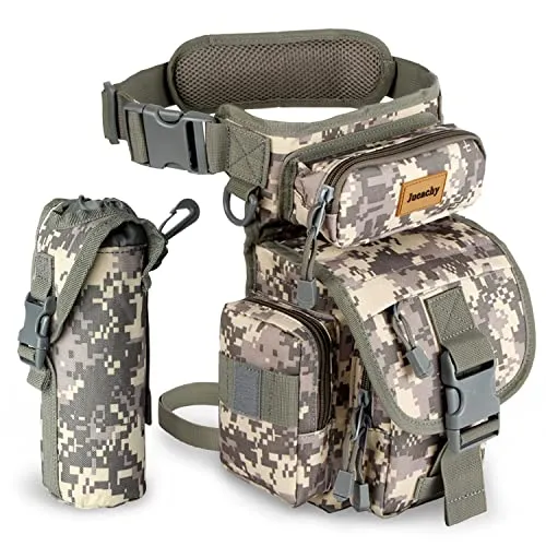 Jueachy Beintasche, Beintasche Herren Wasserdicht Tactical Metal Detecting Tasche Beintasche Motorrad Taktisch Beintasche Große Kapazität Sport Hüfttasche Gürteltasche mit Wassertasche