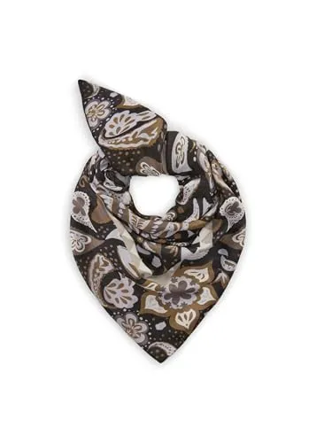 CODELLO Dreieckstuch mit Paisley-Muster, Grau/Braun/Weiß, Elegantes Halstuch