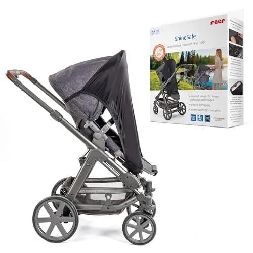 reer ShineSafe Sonnenverdeck | Universal-Sonnenschutz für Kinderwagen & Buggys | UV-Schutz 50+ | flexibel verstellbar & leicht zu befestigen | Farbe: grau
