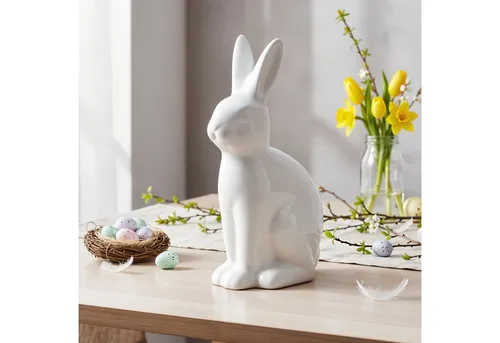 Levandeo® Deko Hase Weiß 16cm aus Keramik für Ostern von Levandeo