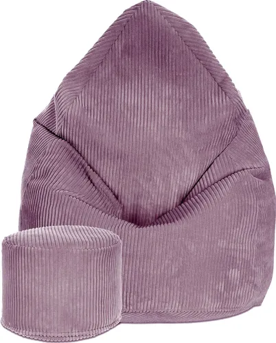 Dreamroots Bean Bag 80x80x120cm - Bequemer Sitzsack mit Lehne und Hocker - Klassische Sitzsäcke, ideal für Wohnzimmer oder Garten, mit strapazierfähigem Bezug und praktischer Fußstütze für zusätzlichen Komfort.