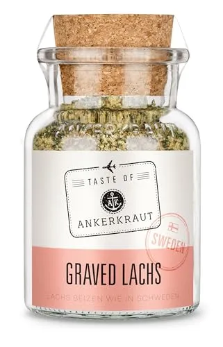 Ankerkraut Graved Lachs (Schweden), Mischung würzender Zutaten für Fisch, schwedischer Graved Lachs, 120 g im Korkenglas