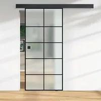 Glasschiebetür ESG Floatglas satiniert Siebdruck 76/29 Black