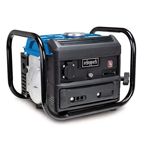 Scheppach Stromerzeuger SG1000 - 700 W Benzin Generator mit 230V Anschluss - Stromaggregate mit leistungsstarkem 2-Takt-Benzinmotor und stabiler AVR Regelung für zuverlässige Energieversorgung. Ideal für Baustellen und Camping.