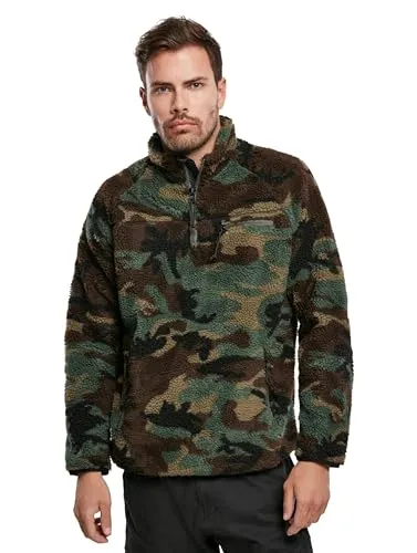 Brandit Teddyfleece Troyer Woodland M - Funktionsjacke aus hochflorigem, warmem Teddy-Fleece für hohe Wärmeleistung und angenehmes Tragegefühl - ideal für Outdoor-Aktivitäten.