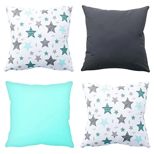 Amilian 4er Set Dekokissen 45x45 Dekokissen mit Füllung und Bezug Kissen mit Bezug Dekoratives Kissen Balkon Dekoration Couch Kissen Sofa Kissen Wohnzimmer Kissen Deko 18x18 inch