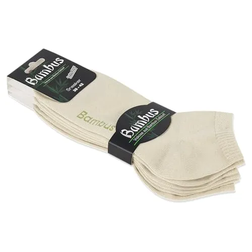 foot-art 6 Paar Viskose Bambus Sneaker Socken ohne Gummidruck bamboo:line – Damen & Herren – atmungsaktiv & weich (DE/NL/SE/PL, Numerisch, 43, 46, Regular, Regular, beige)
