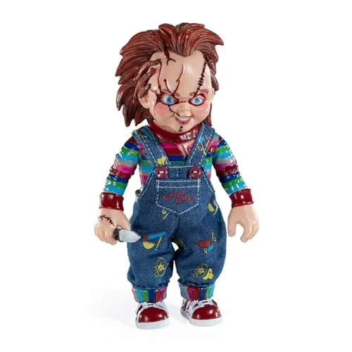 Chucky Die Mörderpuppe Bendyfigs 14 cm - Spielfiguren mit biegsamer Chucky Figur aus PVC, ideal für Horror-Fans und Sammler, kommt mit charakteristischer Good-Guy-Kleidung und einem Messer.