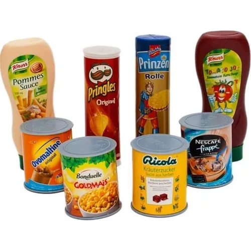 Tanner 8er-Set: Lebensmittelmix für Spielküche - Spielmöbelzubehör mit 8 detailreichen und realitätsnah gestalteten Teilen aus Metall und Pappe, ideal für kreative Rollenspiele ab 3 Jahren.