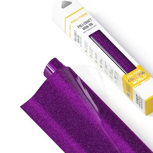 POLI-FLEX® PEARL GLITTER® - Glitzerfolie für Textilien – Flexfolie mit Glitter-Effekt zum Aufbügeln, Plotterfolie für DIY Shirts, Purple, 30,5 cm x 61 cm