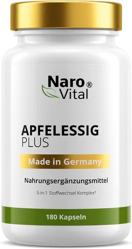Apfelessig Kapseln - 1500 mg Apfelessig - 180 Kapseln - Fatburner mit 180 Kapseln, enthält natürliche Inhaltsstoffe wie Apfelessig und Vitamine, ideal zur Unterstützung beim Abnehmen und für einen gesunden Lebensstil.