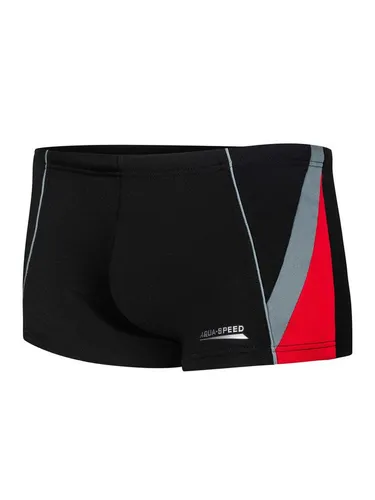 Aqua Speed Badehose Jungen 140 Schwarz/Grau/Rot – Perfekter Sitz mit Kordelzug - Langlebige Badehose aus atmungsaktivem Material für optimalen Komfort. Ideal für lange Badezeiten, UV- und chlorbeständig. Perfekt für aktive Jungs!