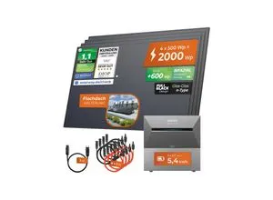 Solarway® 2000Wp Balkonkraftwerk mit 5,4kWh Speicher - Komplettes Solaranlagen-Set mit 500W Solarmodulen und Anker Solix 3 PRO Speicher für maximale Energieeffizienz und einfache Installation.