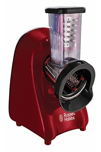 Russell Hobbs Gemüseschneider elektrisch Desire Rot - Reiben & Zerkleinern leicht gemacht mit 3 Reibeeinsätzen, BPA-frei und spülmaschinenfest – ideal für Kochbegeisterte!