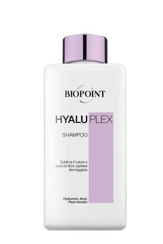 Biopoint Hyaluplex Shampoo mit Keratin für gefärbtes und behandeltes Haar, stärkende und feuchtigkeitsspendende Wirkung, mit Hyaluronsäure, gibt gestresstem Haar Glanz zurück, 200 ml