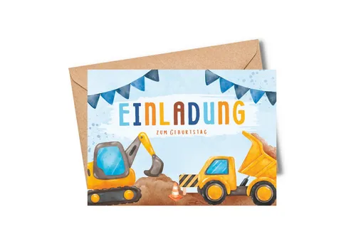 MeinBaby123® Einladungskarten Kindergeburtstag inkl. 10 Umschläge, Kindergeburtstag Jungs und Mädchen, Geburtstagseinladungen Kinder