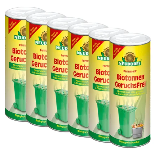 NEUDORFF Permanent Biotonnen GeruchsFrei 6x 500 g - Fliegenmaden Abfall Mülltonne - Effektive Geruchsneutralisation für Biotonnen, 6x 500 g für eine saubere Müllentsorgung ohne unangenehme Gerüche.