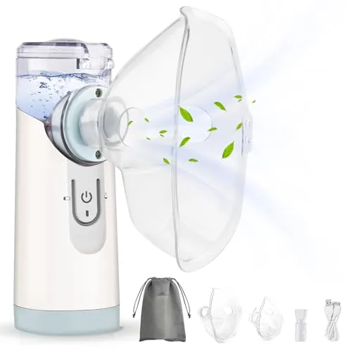Gindoly Inhalator Vernebler Geräuscharmes, Tragbarer Inhalationsgerät Set, USB-C Wiederaufladbar, Inhaliergerät für Kinder und Erwachsene-LILA