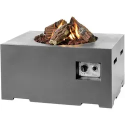 Mania Feuertisch für den Garten - Gas Feuerstelle ohne Rauch - Gartenöfen: Stilvolle Gasfeuerstelle in Betonoptik mit 12 kW Leistung, ideal für gemütliche Abende im Freien ohne Rauch und Asche.