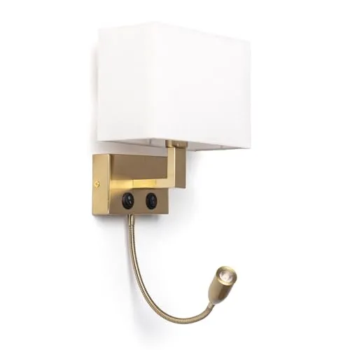 LEDKIA LIGHTING Metall-Wandleuchte mit LED-Leselampe Waldorf Messing E14