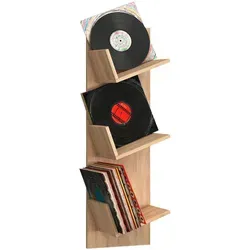 VCM Holz Wandregal - Platz für 100 Schallplatten - Schweberegale mit drei großen Fächern, ideal für Schallplatten und Bücher, Maße: H. 106 x B. 33 x T. 26 cm, stilvolles Design in Sonoma-Eiche