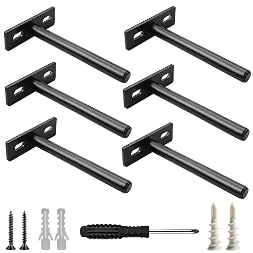 Stück 125 mm schwarz Regalträger Tablarträger Schwerlast Unsichtbar Bodenträger FachbodenTräger Verdeckt für Wandmontage ​mit Schrauben unsichtbare Wandregalhalterungen 6