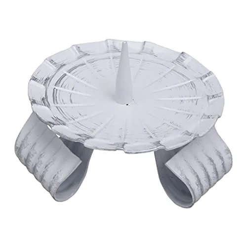 NKlaus Kerzenleuchter Ø8cm Eisen Dreifußleuchter mit Dorn Altarleuchter Weiss/Silber Linienstruktur 10736