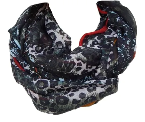 GIL-DESIGN XXL LOOP SCHAL SCHLAUCHSCHAL RUNDSCHAL HALSTUCH TÜCHER AUSWAHL HERBST WINTER 2023-2024 (Leopard Schwarz Weiß Bordo Rot)
