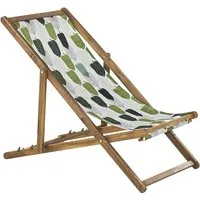 Beliani Gartenliege Grün Heller Holzfarbton Weiss 97x54x70