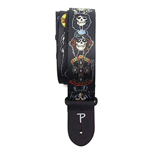 Perri's Leather PLLPCPRS Polyester Gitarrengurt Guns N Roses Totenköpfe