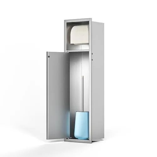 Bernkot Toilettenpapierhalter Unterputz Edelstahl, Unterputz WC Schrankmodul Klopapier aufbewahrung,Badezimmerschrank mit Toilettenpapierhalter Halterung, 63×15cm,Silber