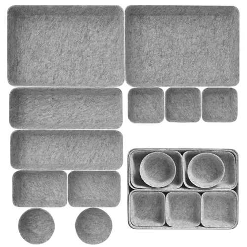 Starward 11 Stück Organizer Schublade, Drawer Organizer Stapelbar, 5 Größen Kiste für Filz, für Schreibtische, Frisiertische, Kleiderschränke