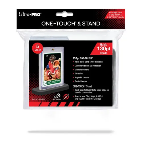 Ultra Pro 130PT UV One-Touch & Stands 5-Pack - TCG Kartenhüllen, schützt Ihre wertvollsten Karten mit UV-Schutz und bietet eine sichere Aufbewahrung in einem praktischen 5er-Pack.