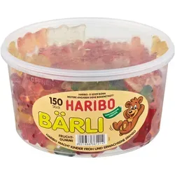 Haribo Bärli 150 Stück (1,2 kg) - Fruchtgummis in Übergröße mit den beliebten Geschmacksrichtungen Ananas, Erdbeere, Himbeere, Saftorange und Zitrone – ein Genuss für große und kleine Naschkatzen!