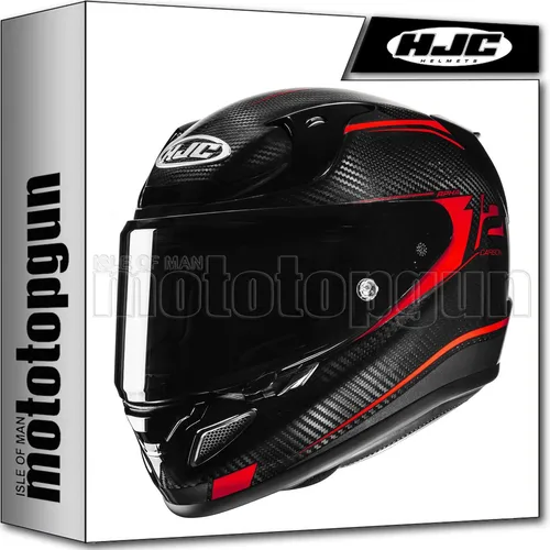 HJC RPHA 12 Carbon Keres MC1 Integralhelm M - Motorradhelm aus Premium Carbon für optimale Sicherheit und Komfort, mit 99% UV-Schutz und abnehmbaren, waschbaren Polstern für eine individuelle Passform.