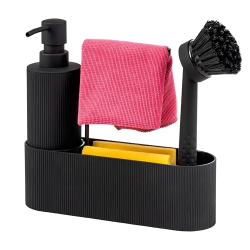 eluno Seifenspender und Spülbecken Organizer 22 x 21 x 6,5 cm - Praktischer eluno Spülbecken Organizer mit Seifenspender, Spülbürste und Halter für eine aufgeräumte Küche. Das kompakte Design mit Soft-Touch-Oberfläche sorgt für Ordnung und Stil in Ihrer Spüle.