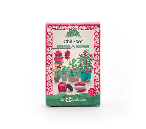Die Stadtgärtner Gemüsesamen Saatgut-Set mit 6 Chili-Sorten, Tolles Garten-Geschenk, Samenfest, Ohne Gentechnik, Laborgeprüfte Keimrate