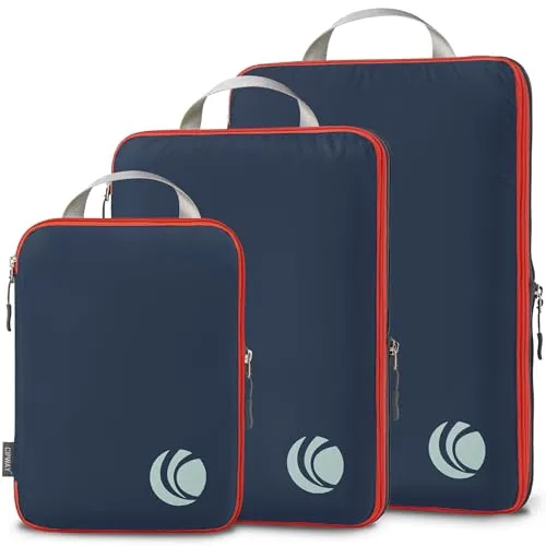Cipway Kompression Koffer Organizer Set für Rucksack ，Ultraleichte Packtaschen Compression Packing Cubes Packwürfel Kofferorganizer Packtaschen Kleidertaschen für Reiseorganizer(blau, 3 Stück)