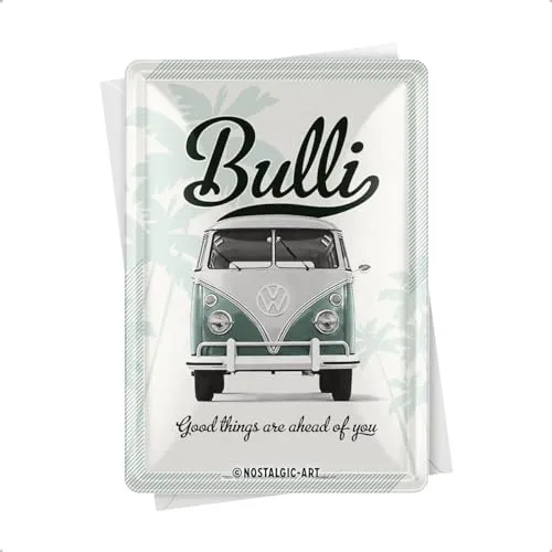 Nostalgic-Art - Retro Blechschild Metallschild Postkarte - VW Bulli Good Things
