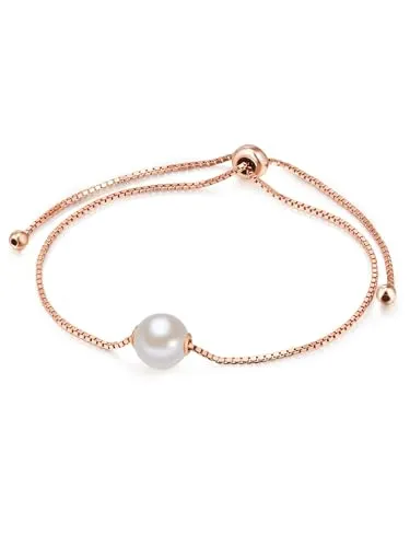 Valero Pearls Silberarmband roségold mit Süßwasserperlen - Silberarmband aus 925er Sterling Silber, verziert mit schimmernden Süßwasser-Zuchtperlen. Der modische Roségoldton und der Anlaufschutz machen es zum perfekten Accessoire für jeden Anlass.