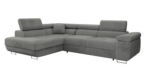 Mirjan24 Ecksofa Torezio mit Schlaffunktion - Ecksofa mit Bettkasten und einstellbaren Kopfstützen, ideal für Wohnzimmer. Schlaffläche von 198 x 125 cm für komfortables Schlafen.
