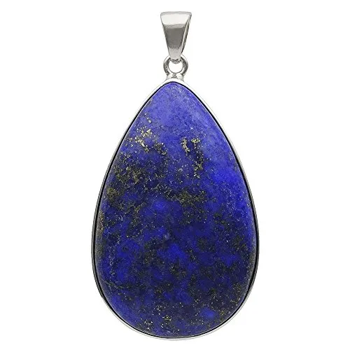 Lapis-Lazuli Anhänger aus 925 Silber, Unisex - Eleganter Anhänger aus massivem Lapis-Lazuli und rhodiniertem 925 Silber, der jedem Outfit einen Hauch von Luxus verleiht. Lieferung in einem stilvollen Schmucketui.