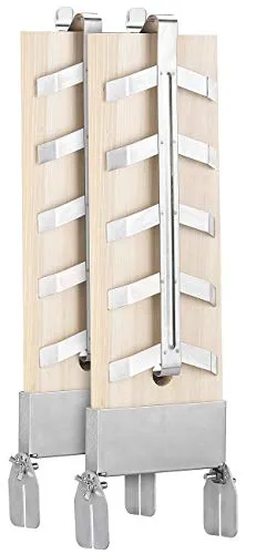 Rosenstein & Söhne Flammlachsbrett: Flammlachs-Bretter, Zedernholz, neigbare Edelstahl-Halterung, 2er-Set (Flammlachsbrett Zedernholz, Edelstahl, Grillplatten)