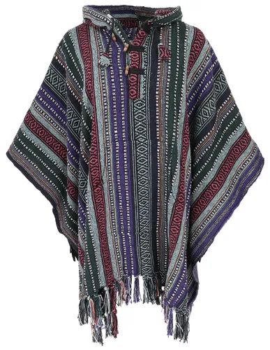 Unisex Poncho Hippie chic, Ethno Poncho, Andenponcho - blau/lila