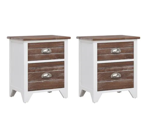 1/2x Nachttisch Holz mit 2 Schubladen - Modernes Beistelltisch-Design aus Holz, ideal für Schlafzimmer oder Wohnzimmer. Mit 2 praktischen Schubladen für optimalen Stauraum, Maße: 38x28x45 cm.