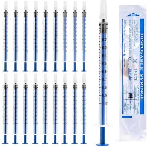 Pack 1ml Spritze Kleine Steril, Plastik Spritzen Mit kappe, Dosier Spritze zum Messen und Dosieren von Flüssigkeiten, die Fütterung von Kleintieren, Einzeln Verpackt Einwegspritzen 40