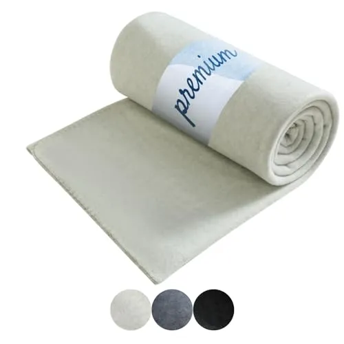 wometo Premium Fleecedecke Melange OekoTex 130x160 cm ca. 550g extra dick - weiß meliert (Bi-Color) mit Anti-Pilling und Qualitäts-Kettelrand weiß 130x160
