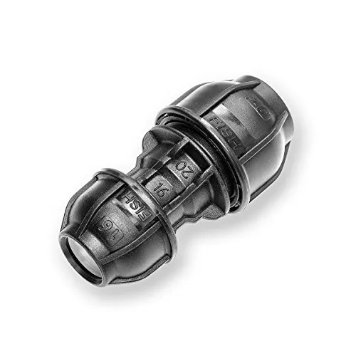 PE Kupplung reduziert 20mm x 16mm Druck 10bar Verschraubung für PE-Rohren 20-B