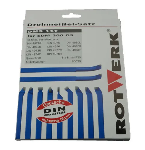 Hartmetall-Drehmeisselsatz 11-teilig 8x8 von Rotwerk - Hochwertiger Hartmetall-Drehmeisselsatz für präzises Drehen, ideal für anspruchsvolle Holzprojekte und professionelle Anwendungen.